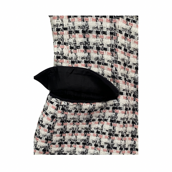 ZARA Tweed Check Double-Breasted Blazer White Black Size XL – Preloved