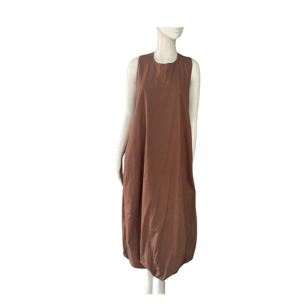 Zara Bubble Hem Maxi Dress Brown Size M – Preloved