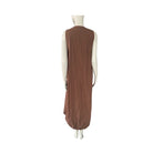 Brown sleeveless dress on a mannequin against a white background