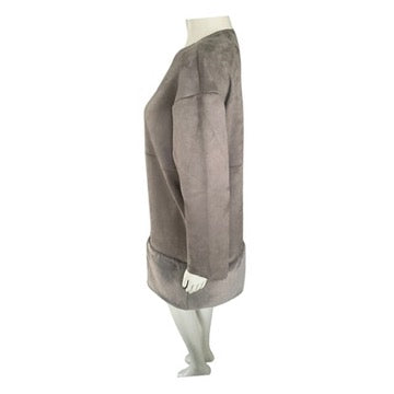 Mannequin wearing a gray coat on a white background