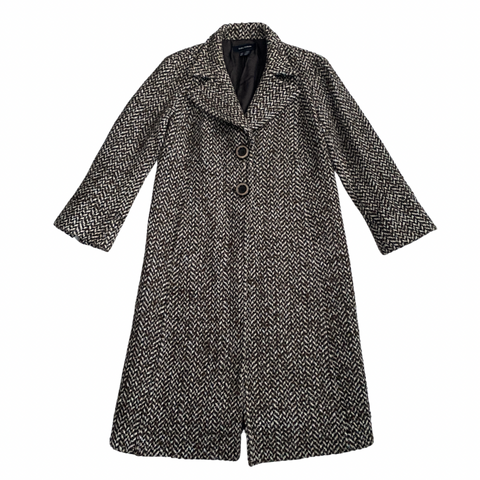 Zara Herringbone Wool Coat Brown SIZE 12