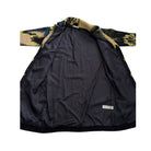 Black jacket lining with patterned sleeves on a white background