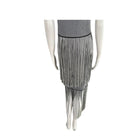 Mannequin wearing a gray pleated skirt on a white background