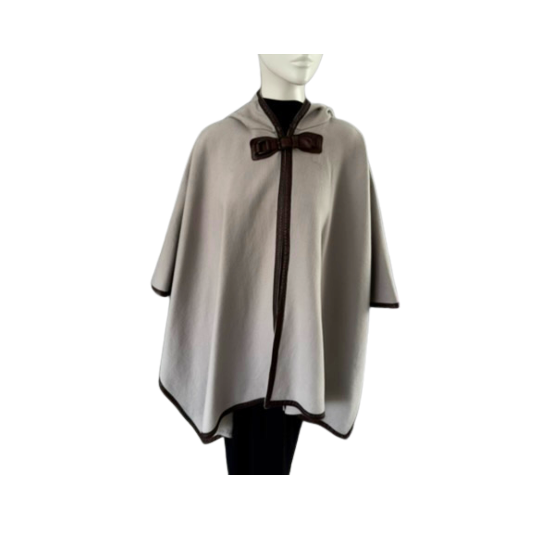 Gray cape with a brown bow on a white background