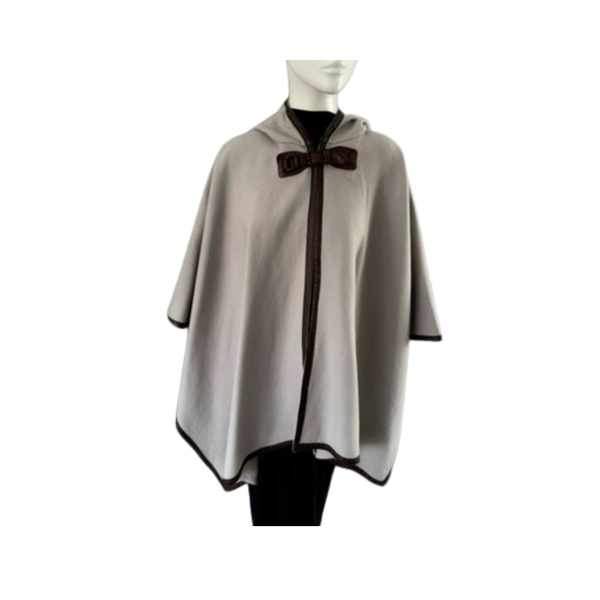 Gray cape with a brown bow on a white background