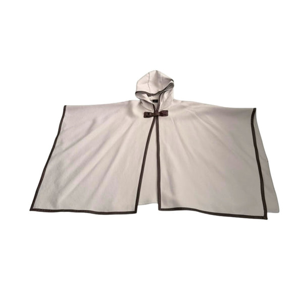 Zara Leather Trim Hooded Cape Beige Brown One Size - Preloved