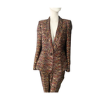 Floral patterned suit on a mannequin against a white background